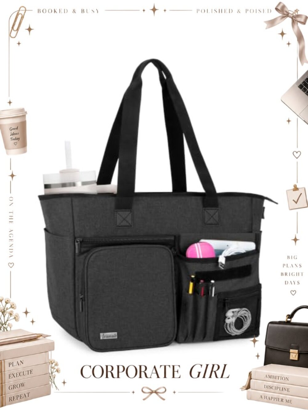 Nylon Teacher Tote Bag 15.6in Laptop Messenger Shoulder Work Bag